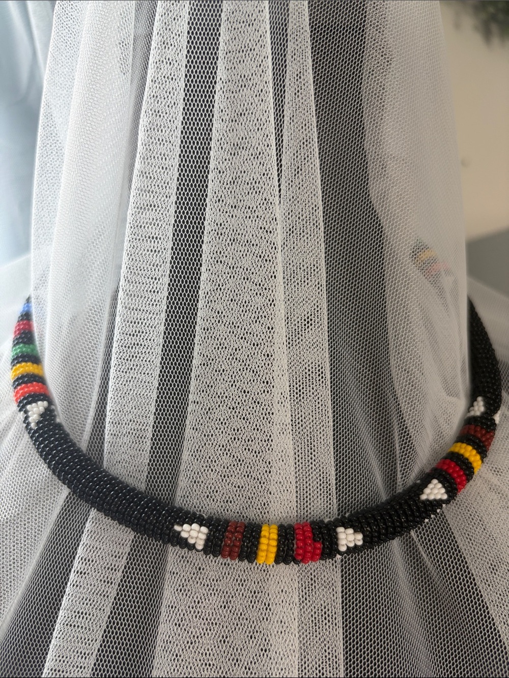 Handcrafted African Zulu seed  Bead crochet Multicolor Statement Necklace